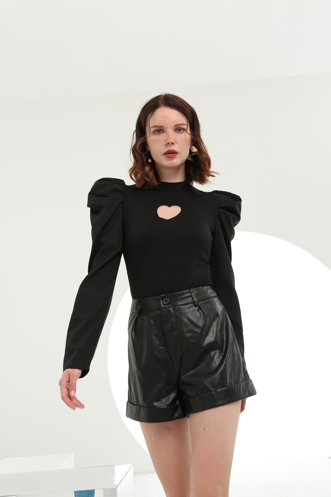 Black knit top with cutout