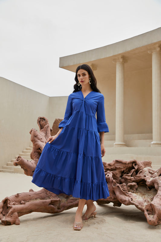 Blue constract layer dress