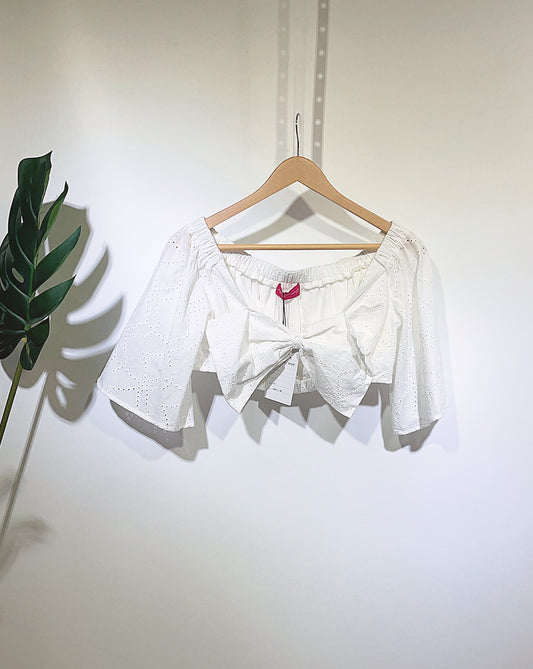Cotton embroidery crop top