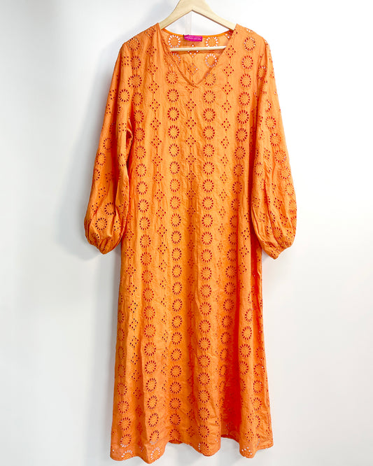 Boho style cotton embroidery maxi dress