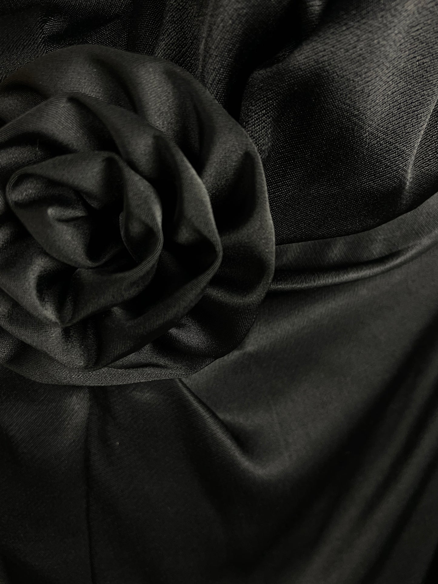 Black satin dress with flower